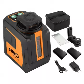 NEO TOOLS 75-144 livella laser a 5 linee Green Beam 20 m con fissaggio magnetico e valigetta