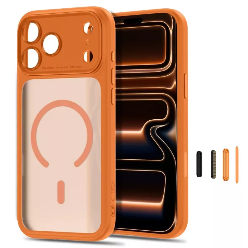 TECH-PROTECT MagPeak custodia MagSafe per iPhone 17 Pro / 18 Pro - Cosmic Orange opaco