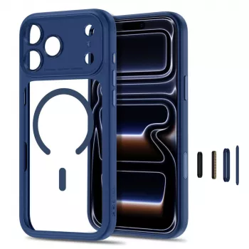 TECH-PROTECT MagPeak custodia MagSafe trasparente per iPhone 17 Pro Max / 18 Pro Max – blu intenso