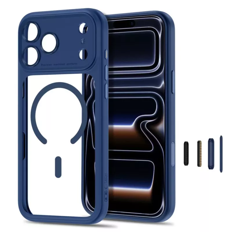 TECH-PROTECT MagPeak custodia MagSafe trasparente per iPhone 17 Pro Max / 18 Pro Max – blu intenso