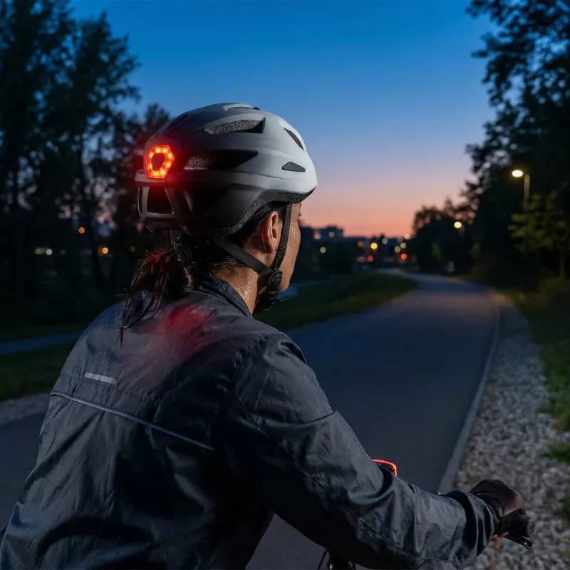 Vayox Active Casco da bici con luce LED, bianco-nero, taglia M (54-58 cm)