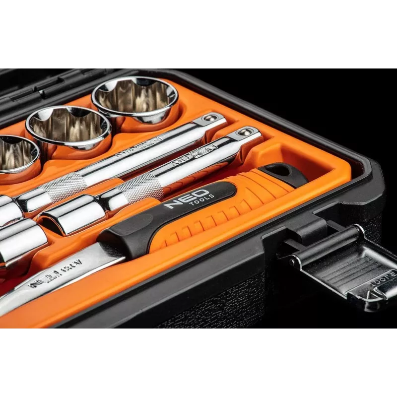 NEO TOOLS Set chiavi a bussola 1/2 pollice, 23 pezzi, acciaio cromo-vanadio, DIN 3124