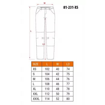 NEO Tools 81-231-XS Pantaloni protettivi, grigio con dettagli verdi, taglia XS, 100% cotone, 270 g/m², certificati CE