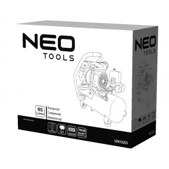 NEO TOOLS TOP-12K020 Compressore ad aria lubrificato a olio 24L, 1,5 kW, 8 bar, 180 L/min, 230V