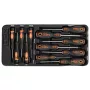 NEO TOOLS Set 12 pezzi cacciaviti di precisione e standard con PZ, TX, taglio, Phillips, punte magnetiche, acciaio cromo-vanadio, impugnature bicomponente, vaschetta portautensili