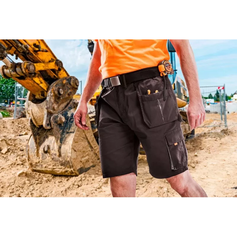 NEO TOOLS Shorts da lavoro HD con tasche rimovibili, taglia LD/54, Ebony