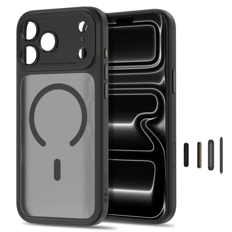 TECH-PROTECT MagPeak Custodia MagSafe trasparente per iPhone 17 Pro / 18 Pro nero opaco