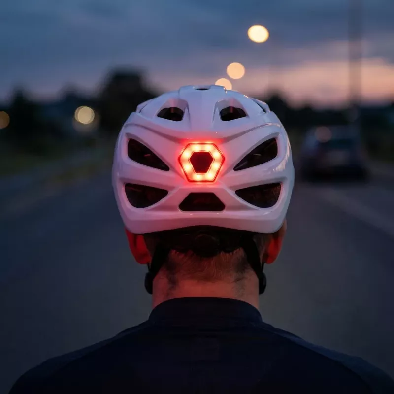 Vayox Speed Casco da bici LED bianco lucido taglia M