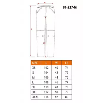NEO Tools 81-227-M pantaloni protettivi da lavoro con rinforzo ginocchia Oxford, grigio/arancione, taglia M