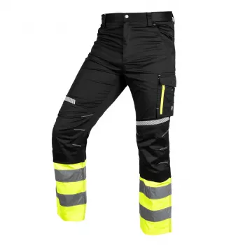 NEO TOOLS 81-795-L pantaloni ad alta visibilità, nero-giallo, taglia L, EN ISO 20471 classe 1, riflettenti, protezione ginocchia