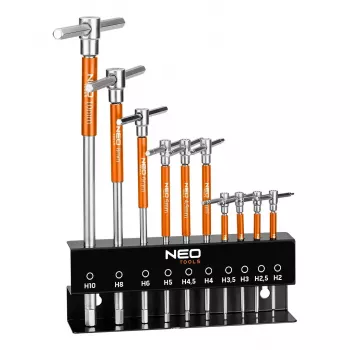 NEO TOOLS chiavi a brugola con impugnatura girevole 2-10 mm, set da 10 pz. con supporto