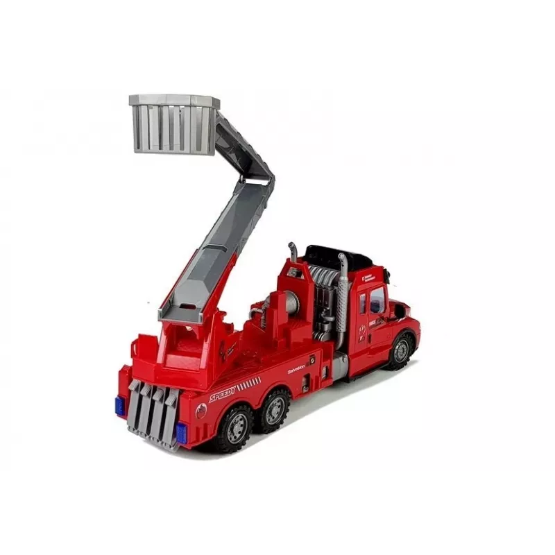 LEAN TOYS camion dei pompieri con scala R/C radiocomando scala 1:14 2,4 GHz getto d'acqua luci suoni