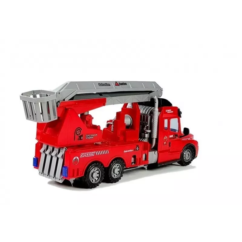 LEAN TOYS camion dei pompieri con scala R/C radiocomando scala 1:14 2,4 GHz getto d'acqua luci suoni