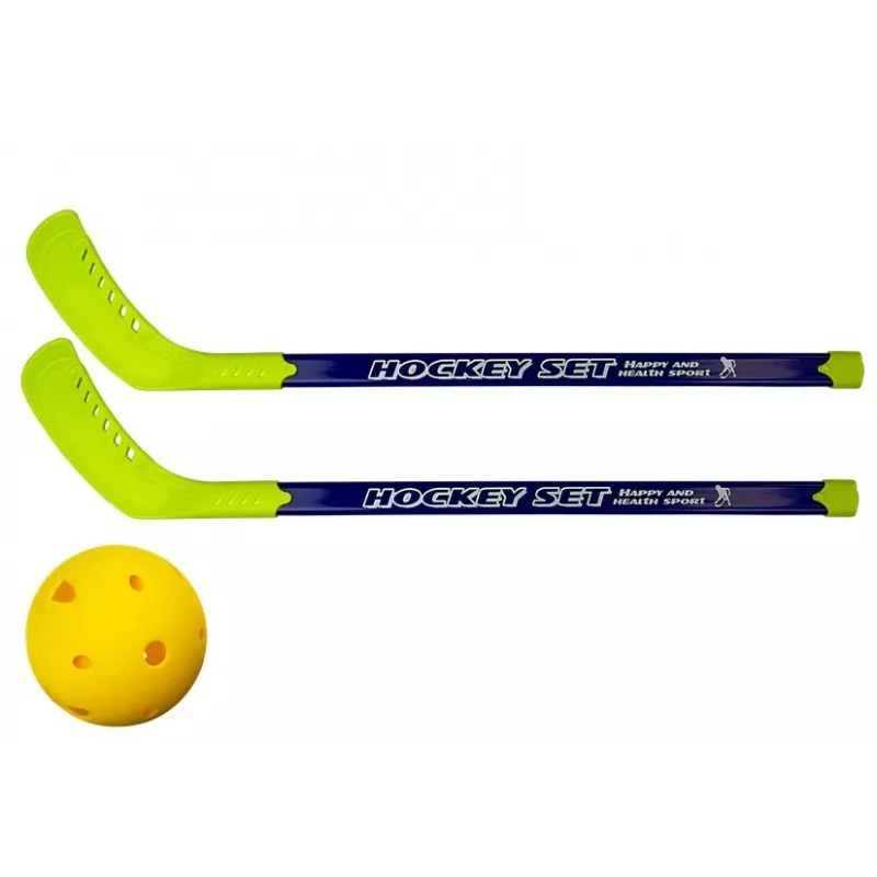 LEAN TOYS set floorball con 2 mazze da hockey e pallina, 82 cm, rosso/blu, per bambini dai 6 anni