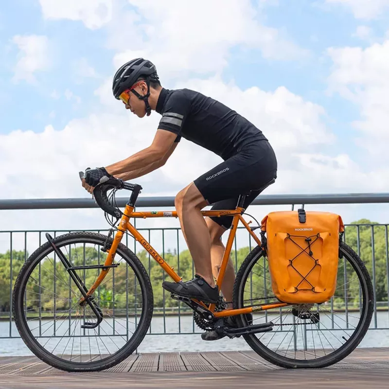 ROCKBROS 30140022003 Borsa impermeabile per portapacchi bici, arancione