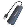 Wozinsky WHS080YSS hub USB-A 3.0 a 4 porte con interruttori singoli, alluminio, grigio, cavo 15 cm