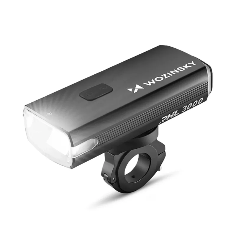 WOZINSKY luce da bici ricaricabile USB-C 3000 lumen con funzione powerbank - nero