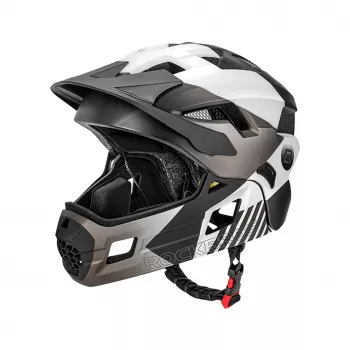 ROCKBROS TS-61 casco da bici per bambino con mentoniera rimovibile, taglia S (48-52 cm), grigio