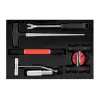 NEO TOOLS TOP-11-819 set rimozione parabrezza 7 pezzi con filo quadrato 22 m, maniglie per filo, infilatore, punteruolo, attrezzo di finitura, maniglia per filo, valigetta in plastica