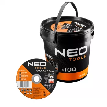 NEO TOOLS dischi da taglio 41A 60 S BF - 125x1,0x22,23 mm ACCIAIO/INOX, 100 pezzi in secchio
