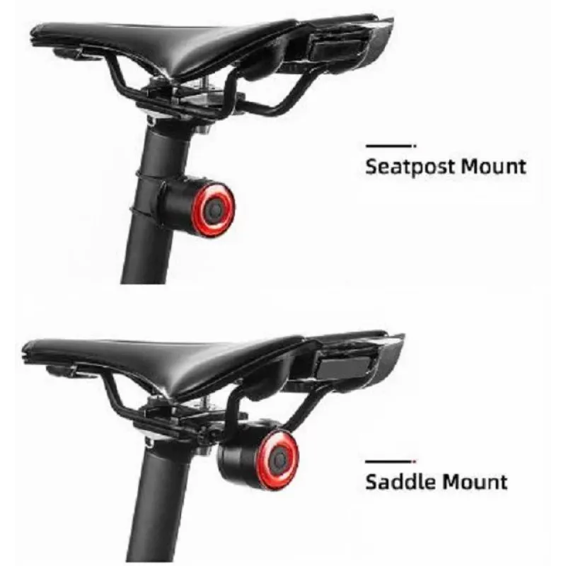 ROCKBROS Q3 Luce posteriore per bici con rilevamento intelligente della frenata - nero