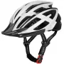 WOZINSKY Casco MTB per bici con visiera rimovibile e luce posteriore USB 54-57 cm - bianco-nero