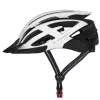 WOZINSKY Casco MTB per bici con visiera rimovibile e luce posteriore USB 54-57 cm - bianco-nero