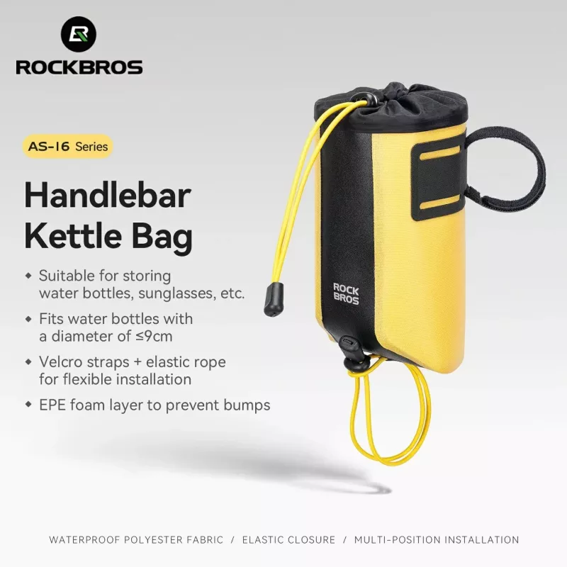 Rockbros AS-162 borsa da manubrio impermeabile per borraccia - gialla
