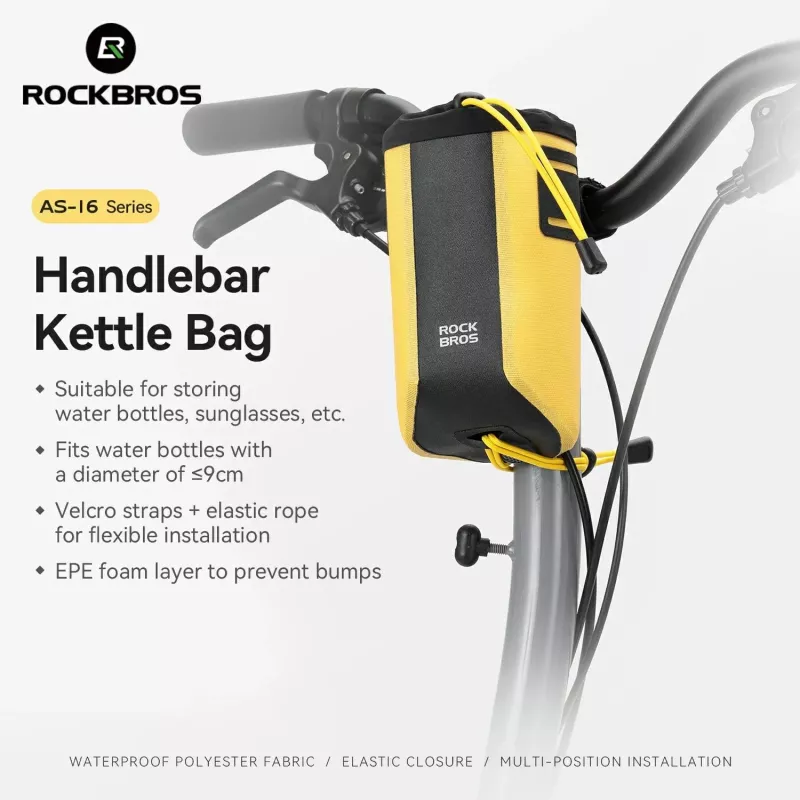 Rockbros AS-162 borsa da manubrio impermeabile per borraccia - gialla
