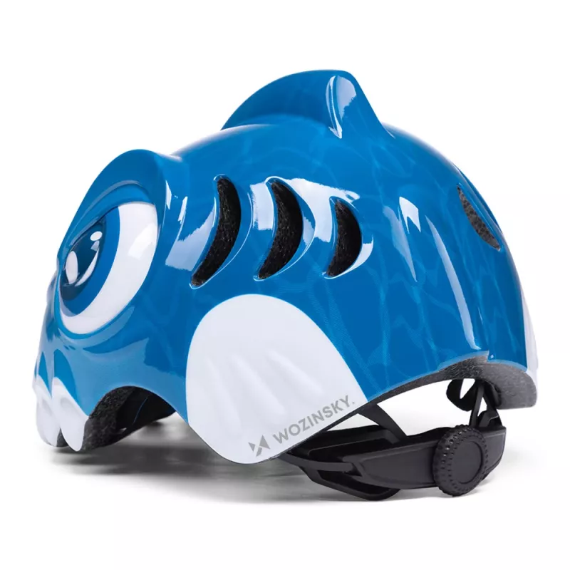 WOZINSKY casco per bici per bambino con motivo dinosauro, blu, 52-56 cm