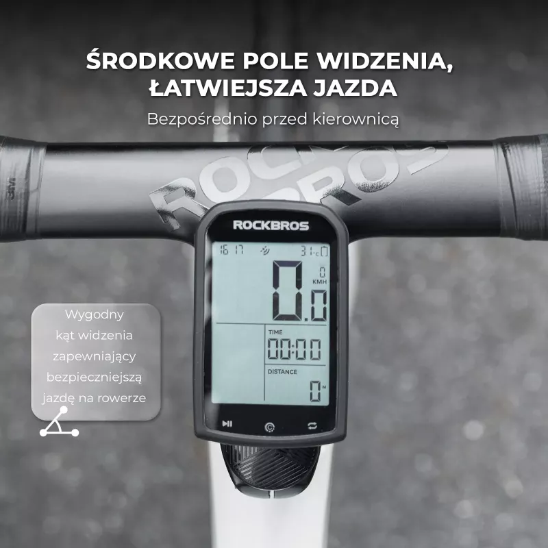 ROCKBROS WT-2 supporto out-front per ciclocomputer con vano AirTag nascosto, alluminio, nero, adattatore Garmin/Wahoo/Bryton