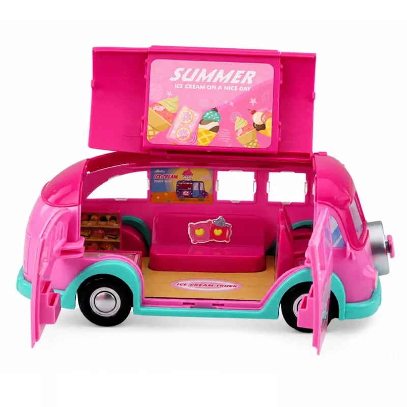 LEAN TOYS set gelateria per bambole, pieghevole, rosa, 33 pezzi