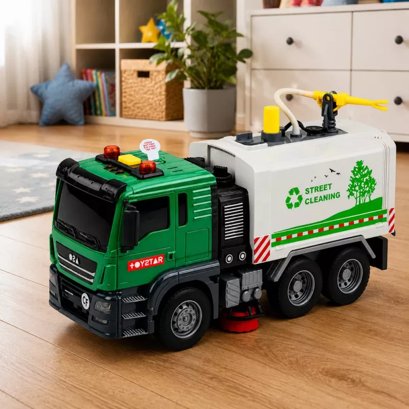 LEAN TOYS spazzatrice stradale con funzione acqua, luci e suoni 1:14