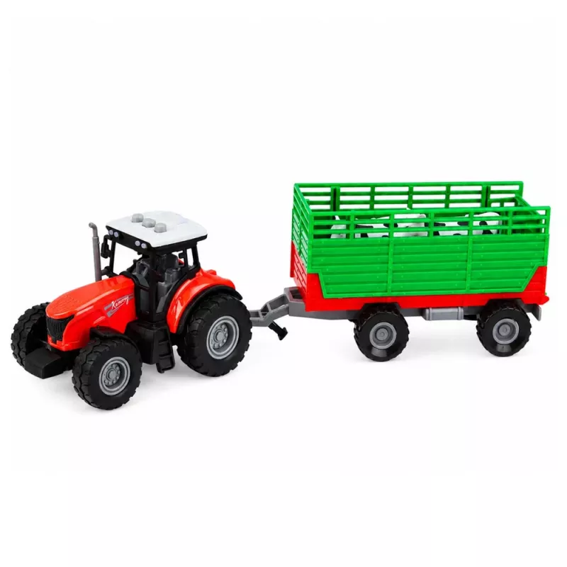 LEAN TOYS trattore con rimorchio per il trasporto di animali, figure di mucche, luci e suoni, 4 pezzi