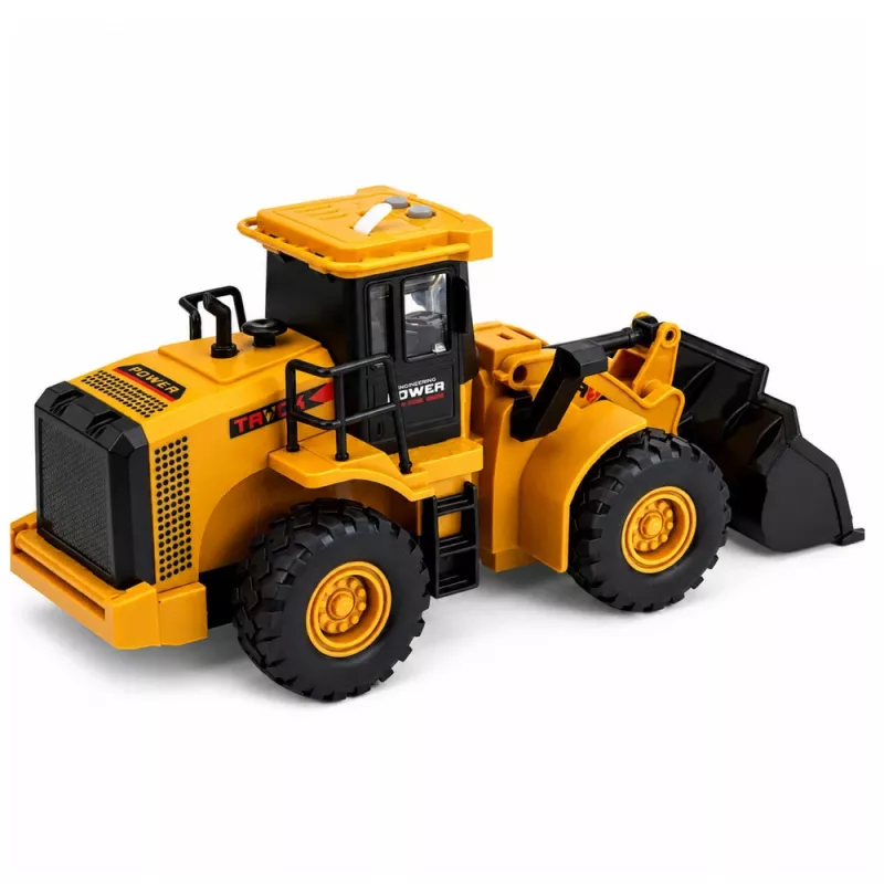 LEAN TOYS veicolo da cantiere escavatore con benna mobile, luci e suoni, giallo 1:43