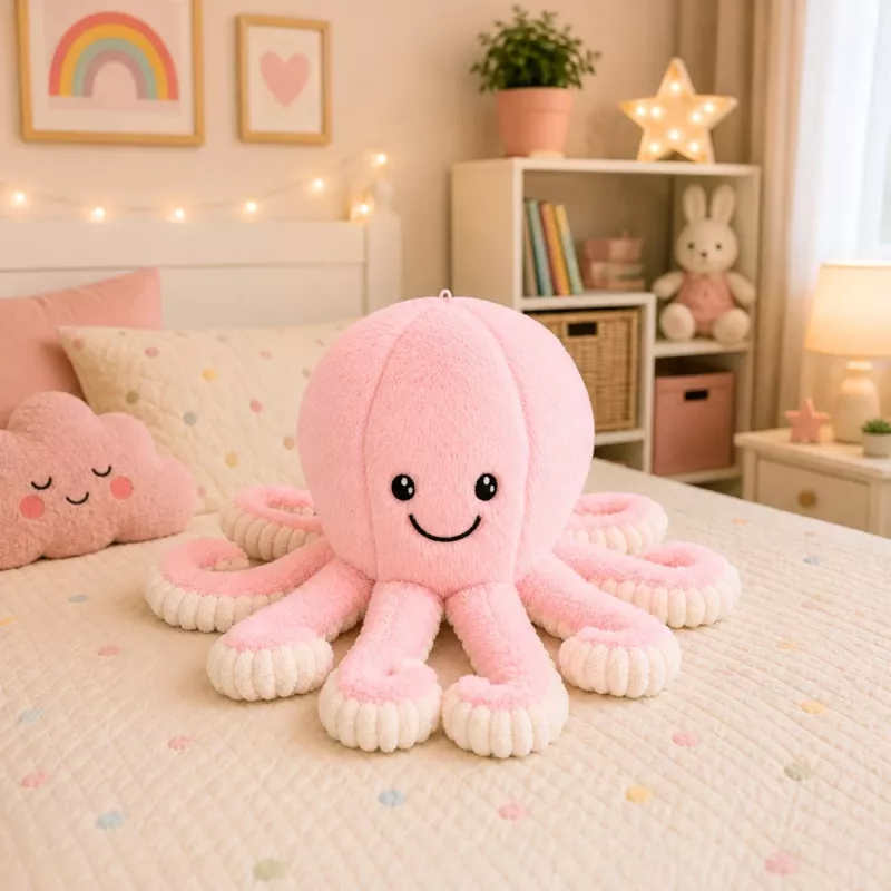 LEAN TOYS polpo peluche con tentacoli elastici rosa 50 cm