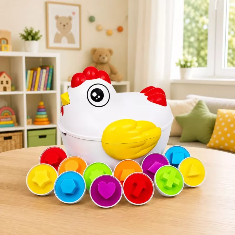 LEAN TOYS giocattolo educativo gallina 12 uova selezionatore impara forme e colori set