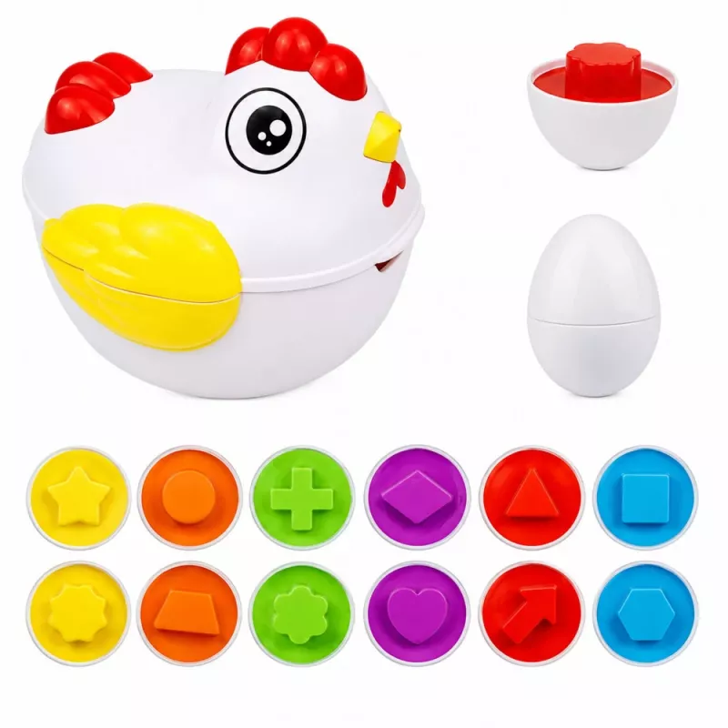 LEAN TOYS giocattolo educativo gallina 12 uova selezionatore impara forme e colori set