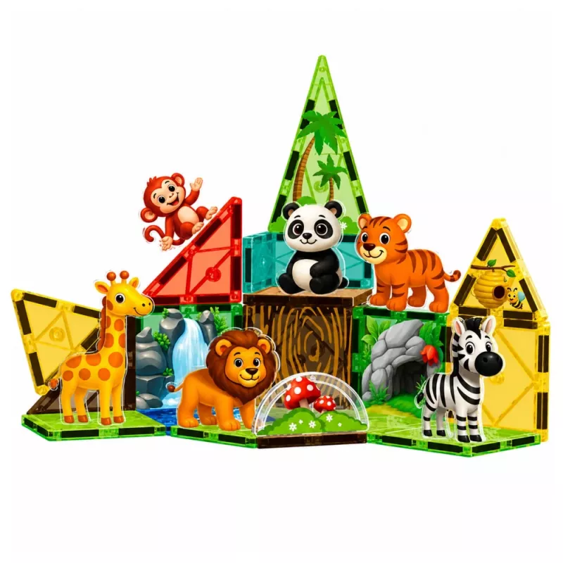 LEAN TOYS mattoncini magnetici animali selvatici giungla ZOO 27 pezzi