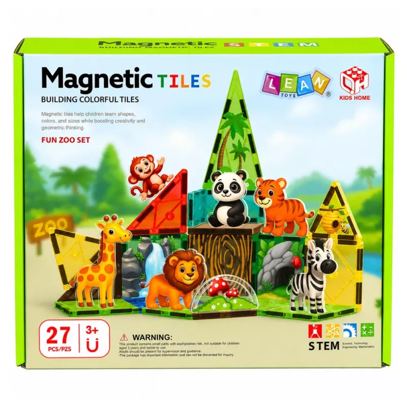 LEAN TOYS mattoncini magnetici animali selvatici giungla ZOO 27 pezzi