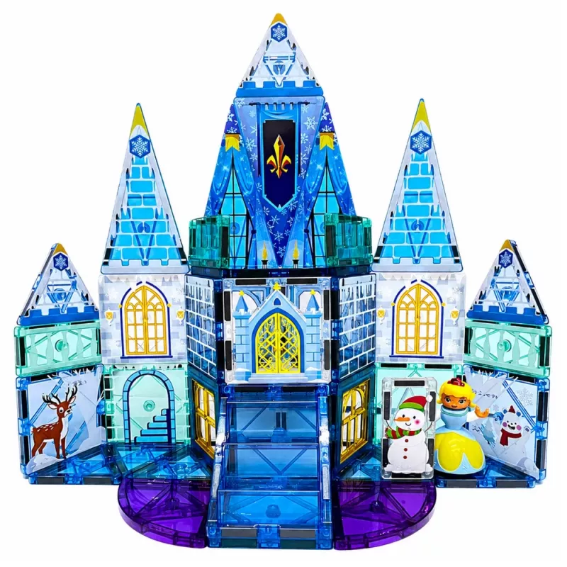 LEAN TOYS mattoncini magnetici castello principessa dei ghiacci blu 47 pezzi