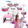 SUPRIMO K-DRUMS 3 Batteria per bambini rosa con sgabello e bacchette