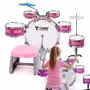 SUPRIMO K-DRUMS 3 Batteria per bambini rosa con sgabello e bacchette