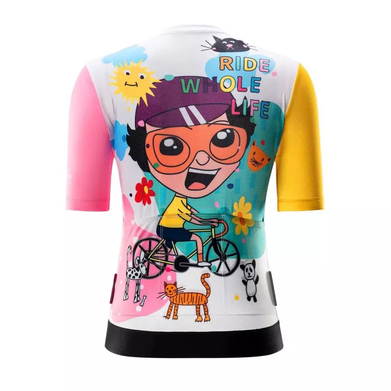 ROCKBROS Maglia da ciclismo donna con stampa grafica, bianco, taglia M
