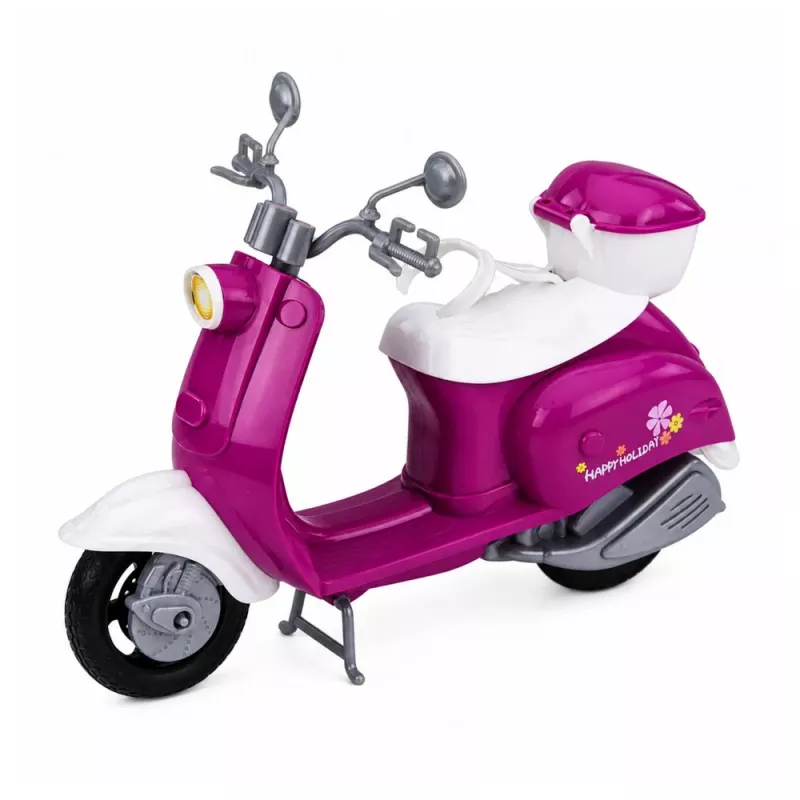 LEAN TOYS Anlily Bambola da viaggio su monopattino con occhiali, porta cellulare e accessori