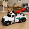 LEAN TOYS Veicolo da cantiere con gru regolabile, luci e suoni, bianco 1:14