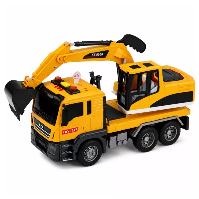 LEAN TOYS Escavatore RC 1:14 con benna mobile, luci e suono - giallo