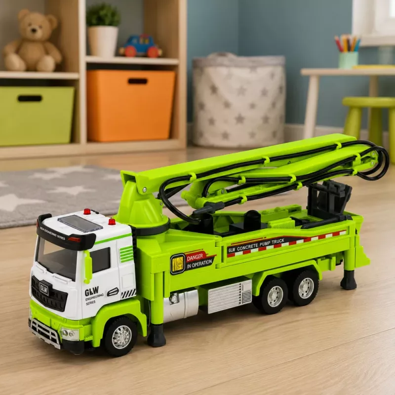 LEAN TOYS Camion pompa calcestruzzo con luci, suoni, acqua, azionamento 1:40