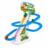 LEAN TOYS Pista da corsa scivolo dinosauri con gradini mobili, personaggi, luci e suoni