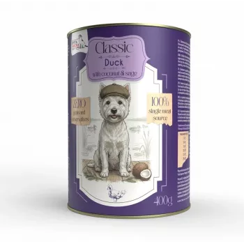 Syta Micha Cibo umido senza cereali per cani con anatra e cocco 400g scatoletta